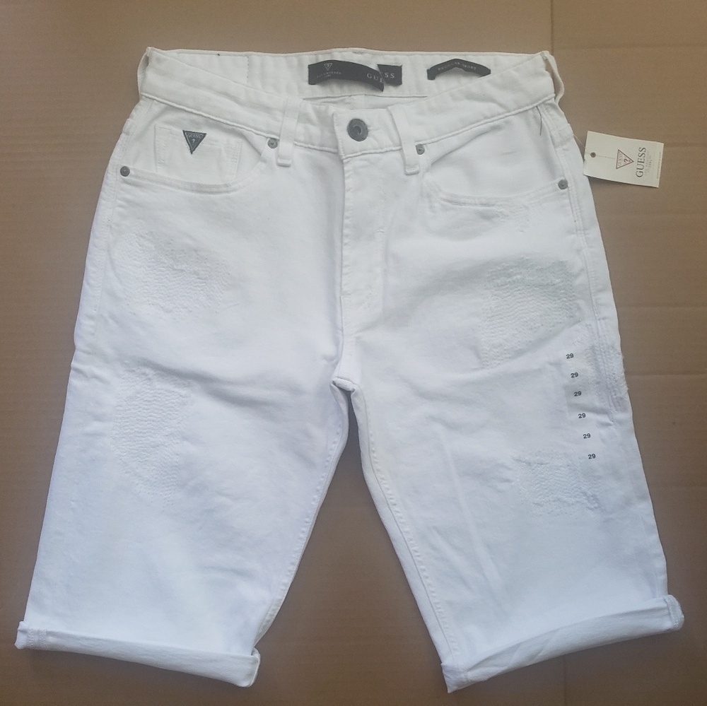 NWT GUESS White Denim Regular Shorts SZ 29 - Picture 1 of 6